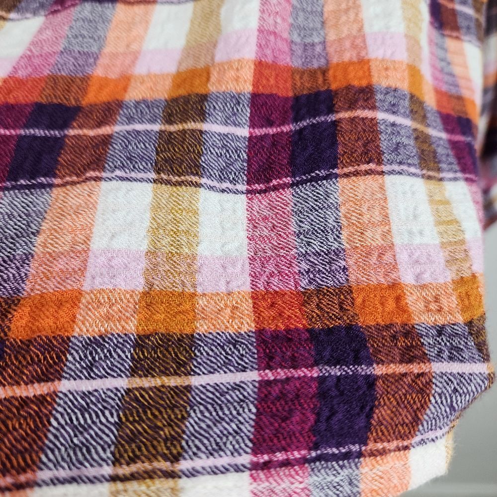Anthropologie Pilcro Breezy Button Front Plaid Ruffle Blouse Top Shirt - Picture 9 of 16